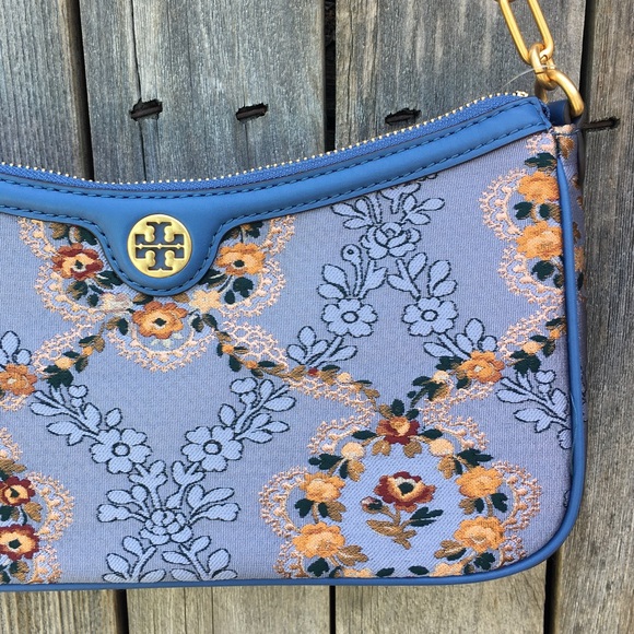 New Tory Burch Brocade Studio Shoulder Bag Sea Frost Blue - Picture 6 of 16